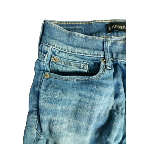 Express Mid Rise Skinny Stretch Legging Jeans Size 0 Short Blue 28x25 - Picture 3 of 7